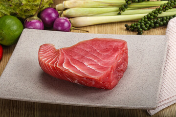 Raw fresh tuna steak for grill