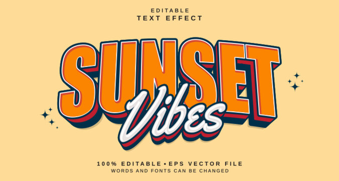 Editable text style effect - Sunset Vibes text style theme.