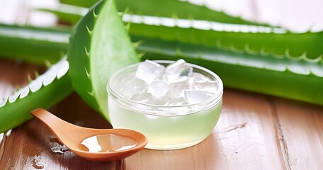 Pure Sliced Aloe Vera and Gel as Natural Cosmetic Ingredients for Delicate Skin