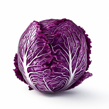 Fresh red cabbage isolated on white background 