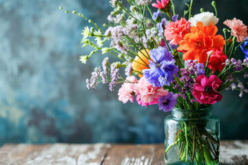 Bouquet of flowers in a vase - obrazy, fototapety, plakaty