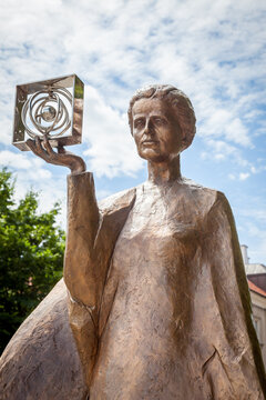 Warsaw, Poland - July 3, 2019: Monument to Maria Sklodowska Curie - Polish and French scientist-experimenter (physicist, chemist), Nobel Prize laureate. He is the pioneer of radioactivity