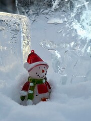 silhouette composition for Christmas and New Year with alcohol and caviar, decorations on a natural background of snow