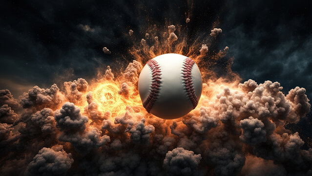 Baseball comet hurling through the cosmos