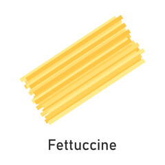 Fettyccine pasta. Restaurant pasta. For menu design, packaging. Vector illustration.