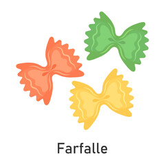 Farfalle multicolori: rosse, verdi, gialle. For menu design, packaging and more. Vector illustration.