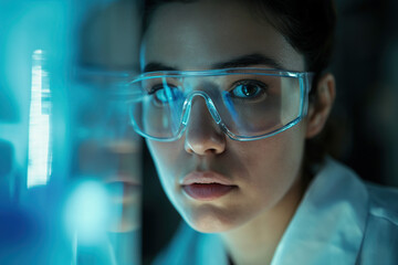 Young Female Researcher Observing Samples in Science Lab