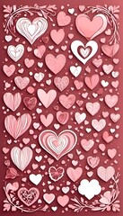 AI generated illustration of a vibrant and romantic image featuring multiple pink hearts