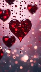 Obraz premium AI generated illustration of heart-shaped objects floating freely in the air