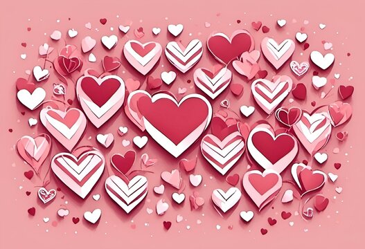 AI generated illustration of a vibrant red heart overflowing with an abundance of pink hearts