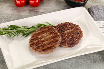 Grilled two beef burger cutlet