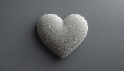 Black and white 3d fluffy heart. AI generated