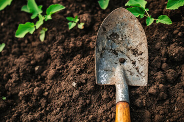 gardening tool in the garden, springtime 