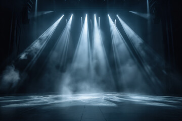 An Artistic Performances Stage with Spotlight Illuminating the Stage for Contemporary Dance - An Empty Canvas Bathed in Monochromatic Colors and Thoughtful Lighting Design, Setting the Stage for an Ex