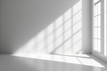 Obraz premium Empty room with Windows Shadows | White walls | Grey shadows | Natural Lighting 