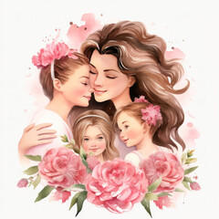 Mother and children, Mother's day banner 