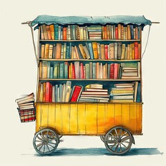 Cart full of books.