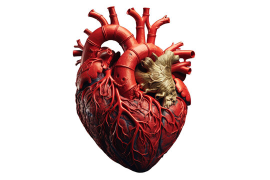 illustration of Human Heart, Isolated on transparent PNG background, Generative ai