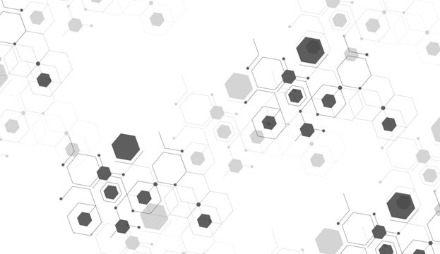 abstract hexagonal molecular structures on white