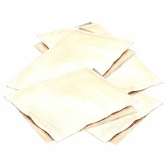 Watercolor retro parchment sheets of paper. Template illustration old writing stationery. Hand drawn isolated illustration for invitation and card, printing on packaging and textile, making sticker