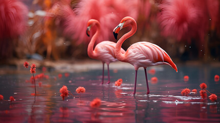 Flamingo in the water, wildlife