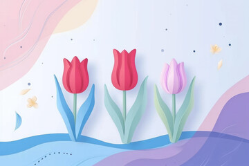 Floral background for spring banner, woman's day o mother's day greeting, copy space 