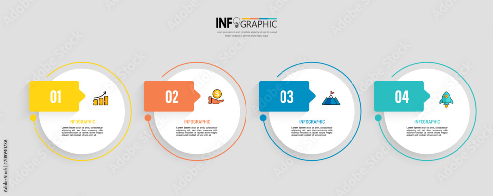Poster Infographics design template business concept with 4 steps vector