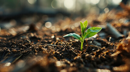new plants growing in the garden in the spring 