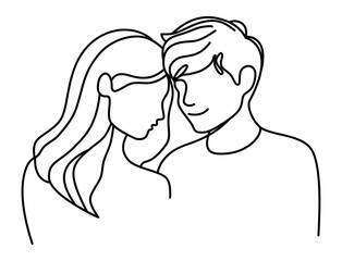 Man and woman couples love  one continuous line  hand drawn style for Valentine's Day.vector illustration.