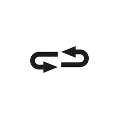 Two rounded arrows follow one another. Vector illustration.