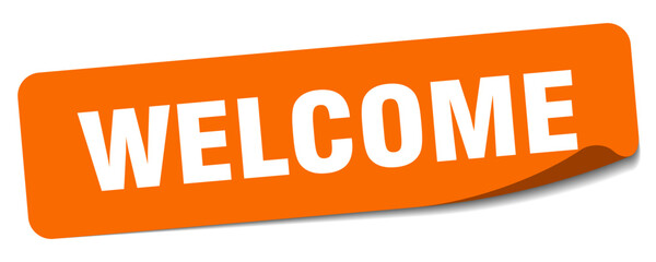 welcome sticker. welcome label