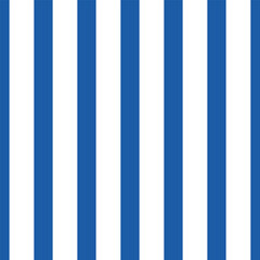 Striped background with vertical straight blue and white stripes. Seamless and repeating pattern. Editable vector illustration.