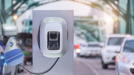 A parking lot station for charging electric cars