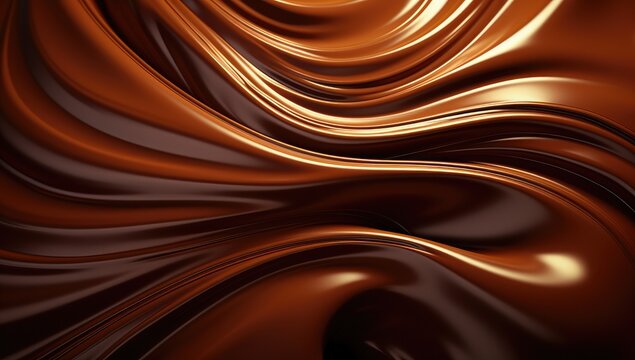 close up of chocolate caramel syrup flowing, swirl, wave background