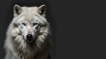 Obraz premium Portrait white wolf isolated on gray background