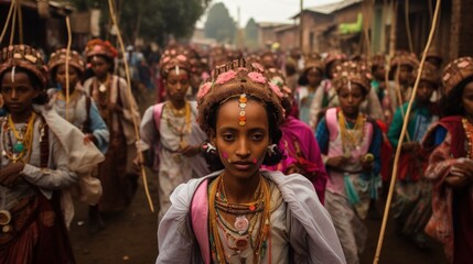 Fototapeta premium Timkat festival in Gonder, Ethiopia.