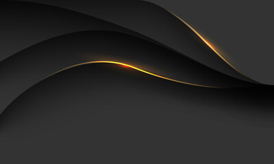 Abstract gold line curve on black shadow overlap design modern futuristic luxury creative background vector - obrazy, fototapety, plakaty