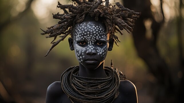 Unidentified Mursi tribal boy in the Mago National Park, Lower Omo Valley.


