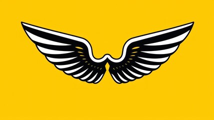 wing emblem for clothing accessories with a yellow background.