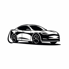 Electric car in cartoon, doodle style. Isolated 2d vector illustration in logo, icon, sketch style, Eps 10. AI Generative