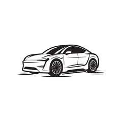 Fototapeta premium Electric car in cartoon, doodle style. Isolated 2d vector illustration in logo, icon, sketch style, Eps 10. AI Generative