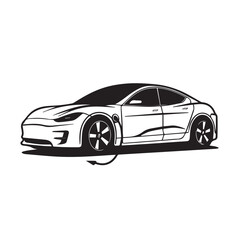 Obraz premium Electric car in cartoon, doodle style. Isolated 2d vector illustration in logo, icon, sketch style, Eps 10. AI Generative