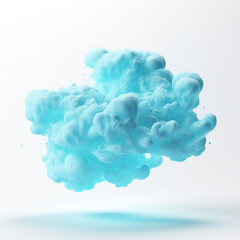 turquoise blue cloud on white background, ultra realism, unreal engine created with Generative Ai