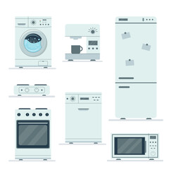 Set of home appliances icons. Flat style. Vector illustration.