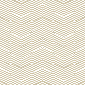 Vector golden seamless pattern with broken geometric lines, stripes, chevron, zig zag, wicker surface. Abstract luxury background. Simple gold and white texture. Retro style ornament. Repeated design