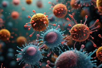Obraz na płótnie Canvas Bacteria, virus, and cell key concepts.