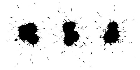 Set of black paint splashes. Abstract vector illustration. Splashes of black ink. Grunge splashes