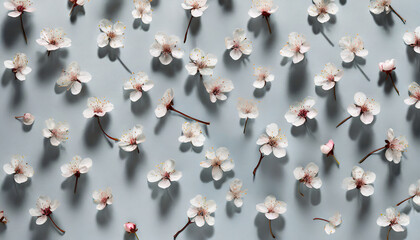 Sweet cherry blossom pattern_ prunus cerasus_ spring concept_ selective focus