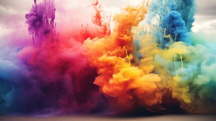 Abstract beautiful colorful rainbow smoke texture background. AI generated image