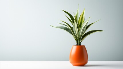 a vibrant plant in a stylish vase against a spotless white surface.